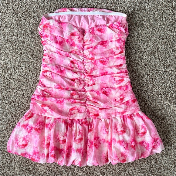 Hello Molly Pink Floral Strapless Mini Dress Size Medium - Picture 3 of 7